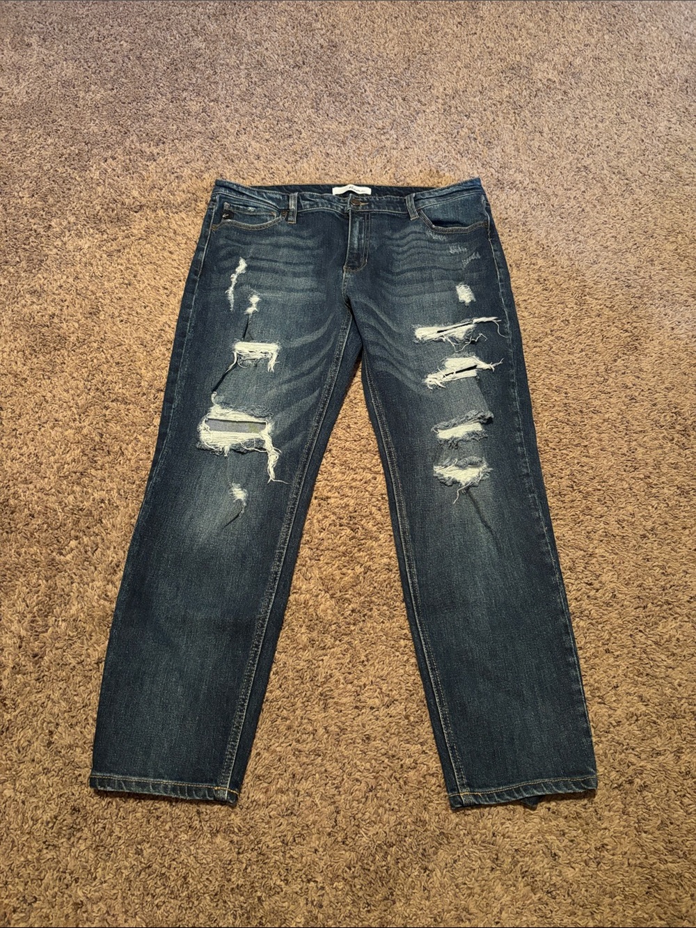 KanCan Distressed Dark Blue Jeans Classic Straight Fit 15